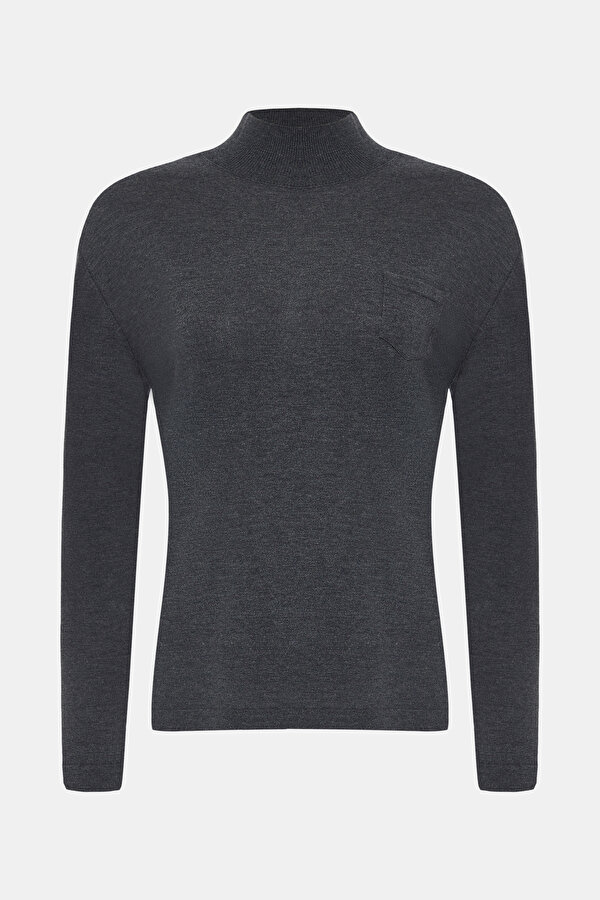 ANTHRACITE UPRIGHT COLLAR TRICOT