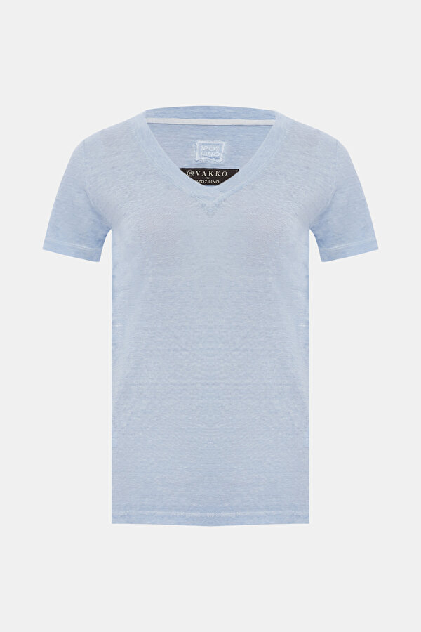 BLUE V NECK SHORT SLEEVE TSHIRT