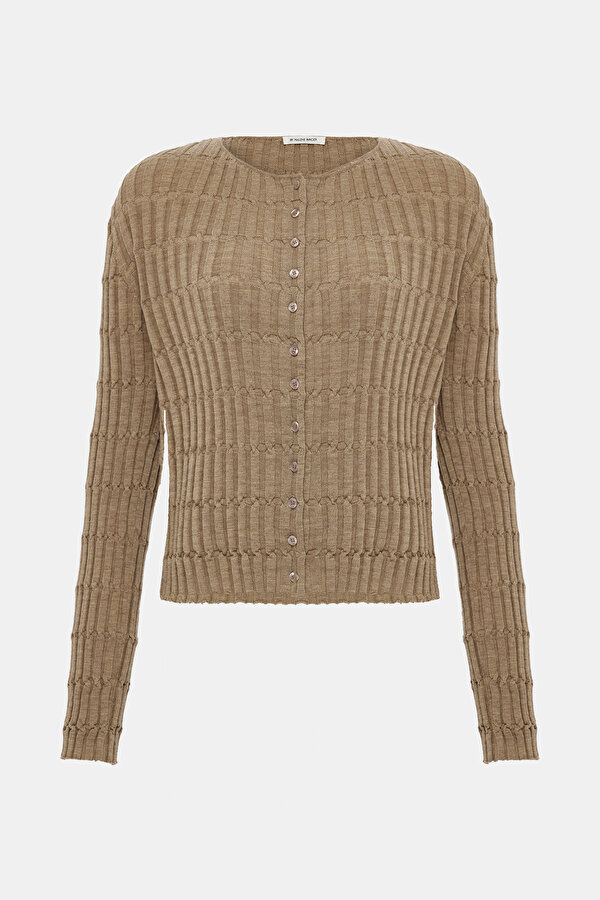 BEIGE WOOL CARDIGAN