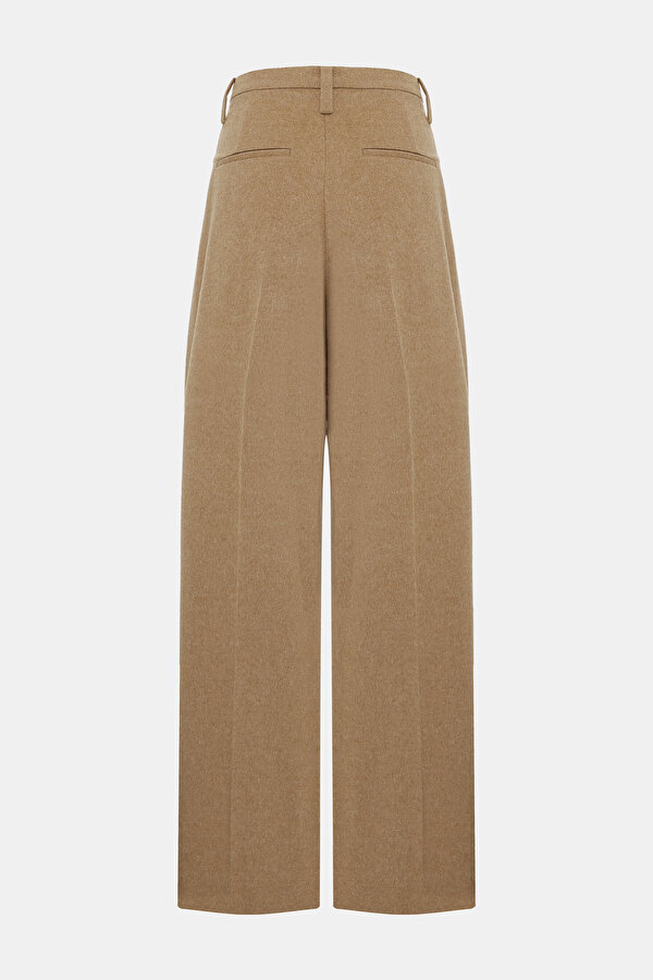 BEIGE STRAIGHT CUT WOOL TROUSERS 2