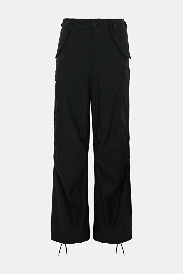 BLACK STRAIGHT CUT WOOL TROUSERS