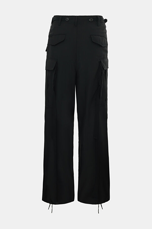 BLACK STRAIGHT CUT WOOL TROUSERS 2