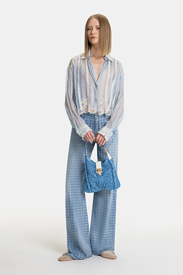 BLUE WIDE LEG TROUSERS