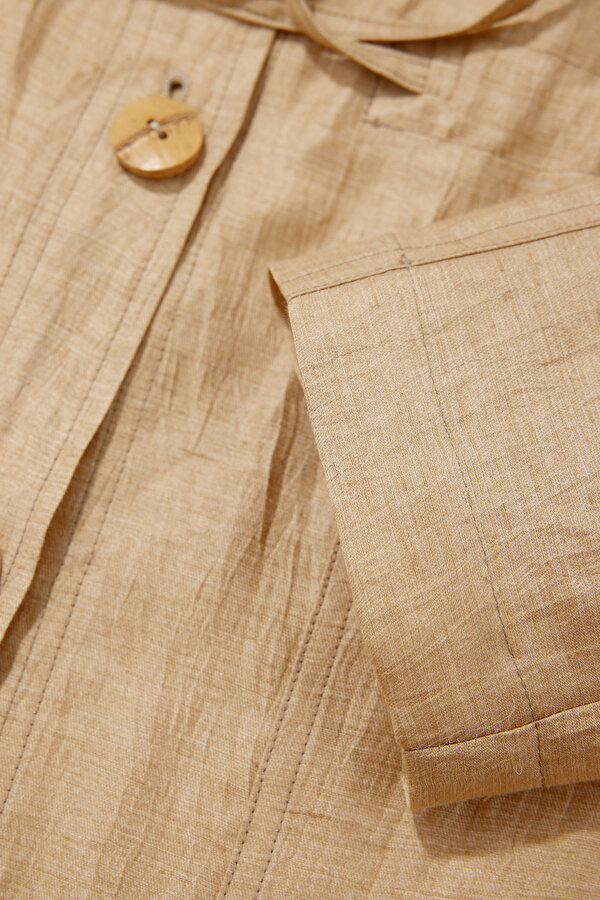 BEIGE UPRIGHT COLLAR JACKET 11