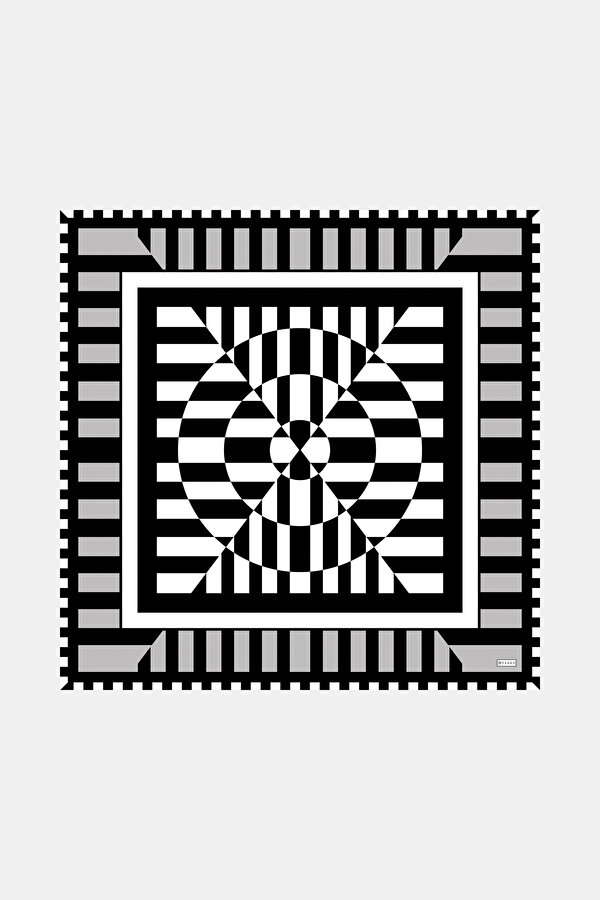 GREY GEOMETRIC DESIGN TWILL SCARF