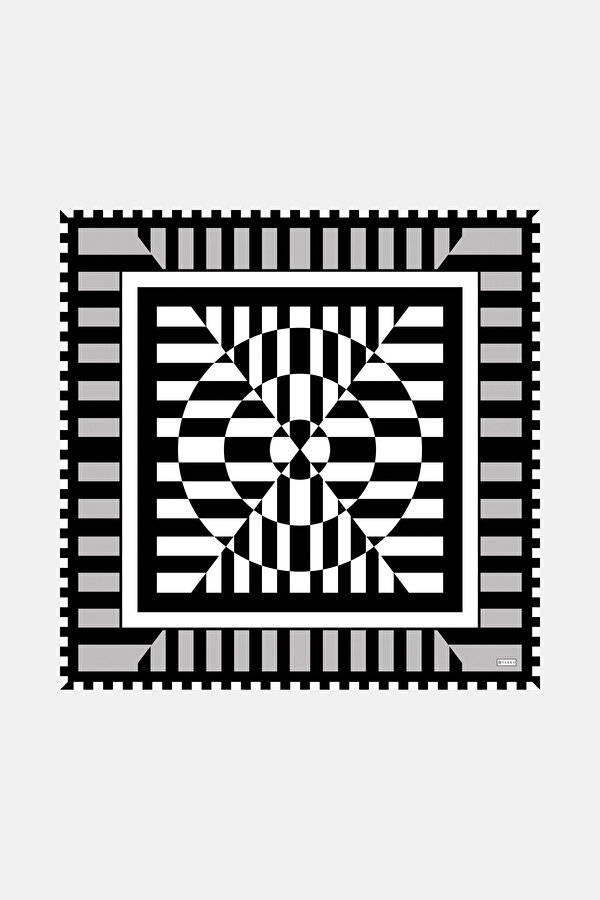 GREY GEOMETRIC DESIGN TWILL SCARF