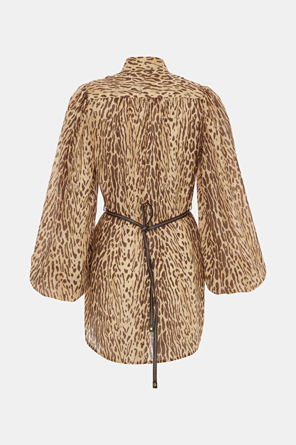 LİGHT BROWN DESİGN FİLLED MİNİ DRESS 2