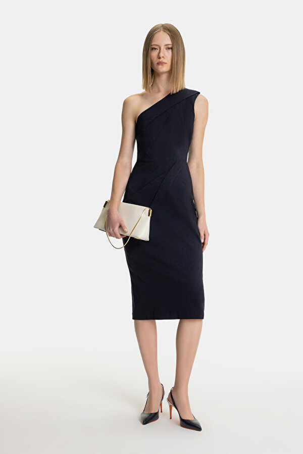 NAVY BLUE ONE SHOULDER DRESS