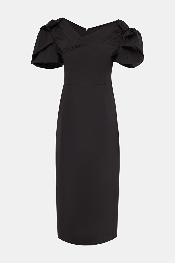 DARK BROWN OFF THE SHOULDER DRESS 7
