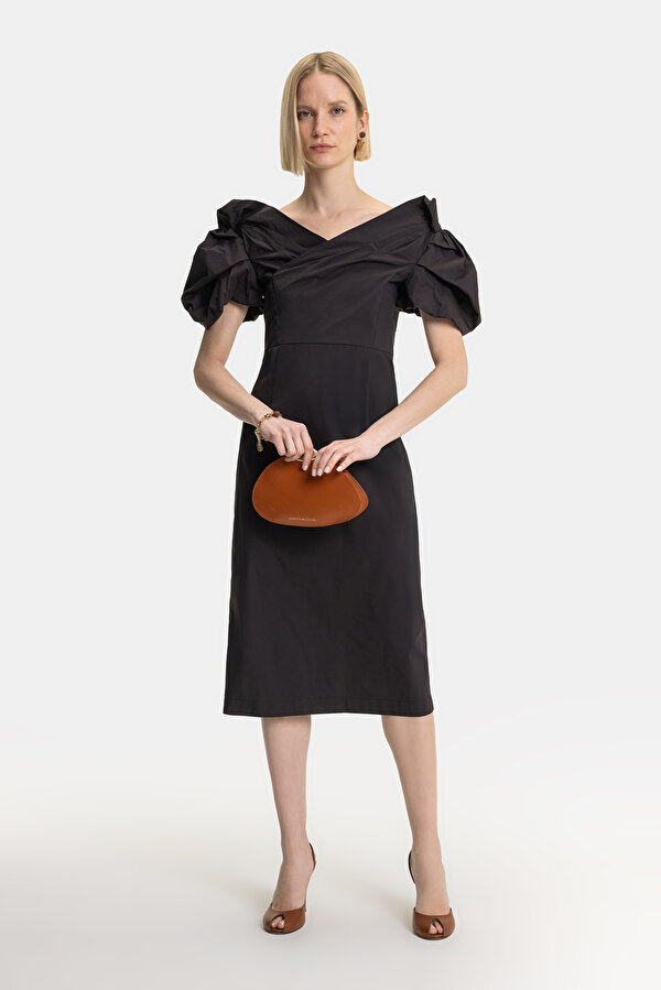 DARK BROWN OFF THE SHOULDER DRESS