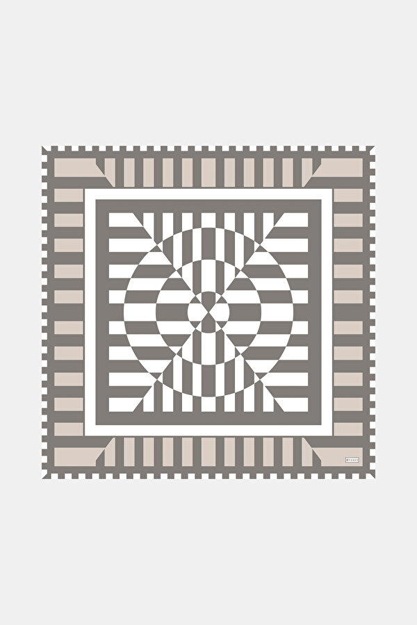 MINK GEOMETRIC DESIGN TWILL SCARF