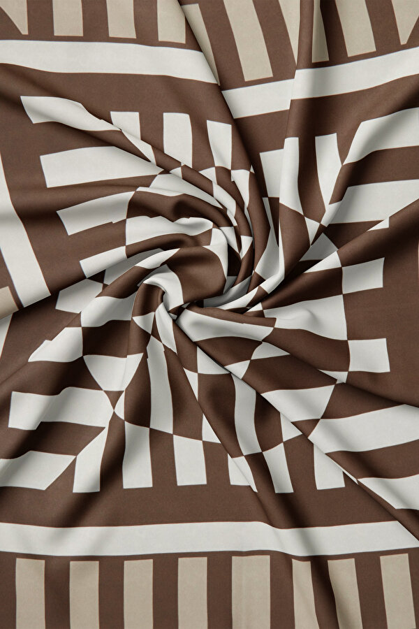 MINK GEOMETRIC DESIGN TWILL SCARF 2