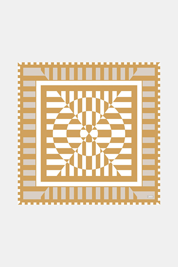MINK GEOMETRIC DESIGN TWILL SCARF