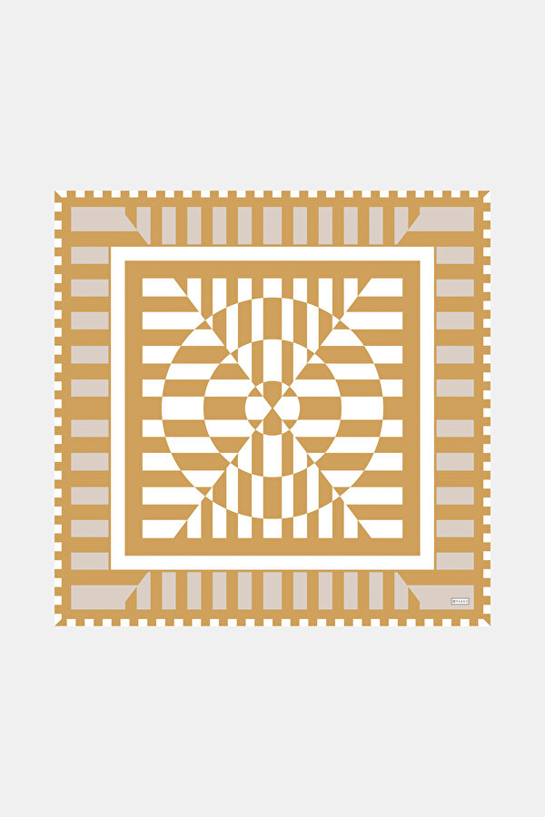 MINK GEOMETRIC DESIGN TWILL SCARF