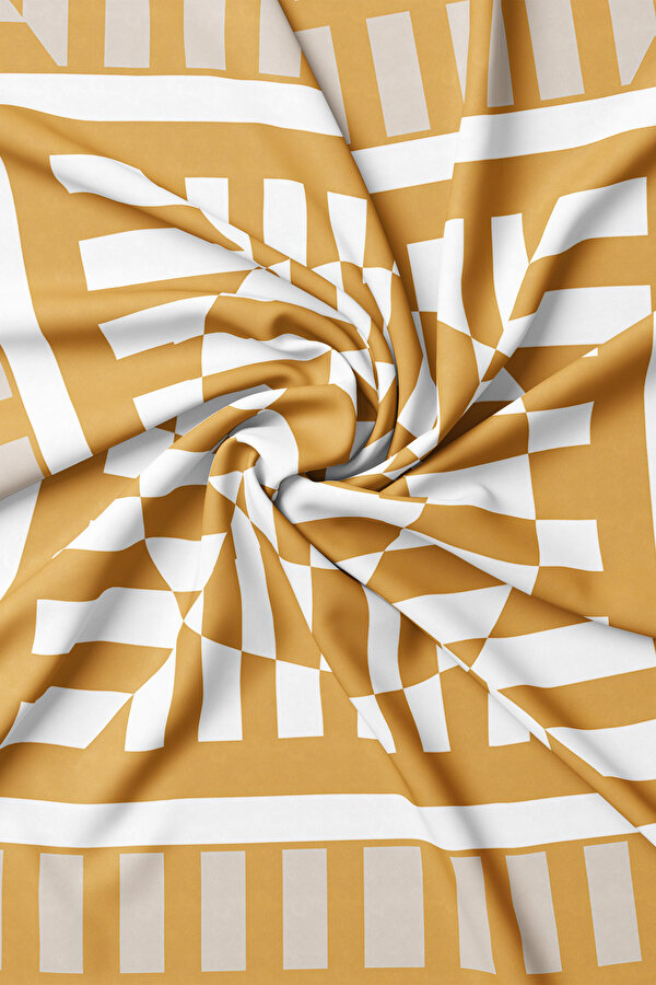 MINK GEOMETRIC DESIGN TWILL SCARF 2