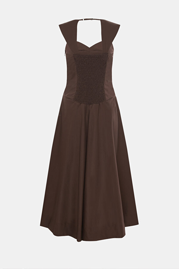 DARK BROWN SLEEVELESS SUSPENDER DRESS 6