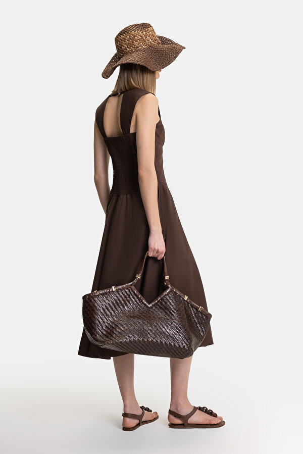 DARK BROWN SLEEVELESS SUSPENDER DRESS 2