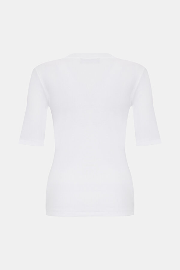 BEIGE V NECK SHORT SLEEVE TSHIRT 6