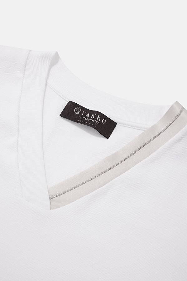 BEIGE V NECK SHORT SLEEVE TSHIRT 7