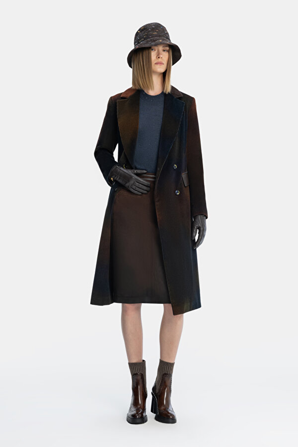 BLACK DEGRADE DESIGN LEATHER SKIRT