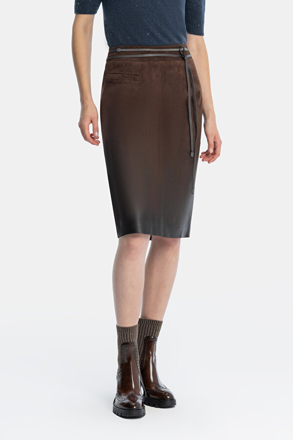 BLACK DEGRADE DESIGN LEATHER SKIRT 2