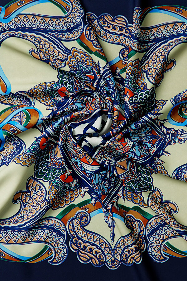 BLUE FLORAL PATTERN TWILL SCARF 2