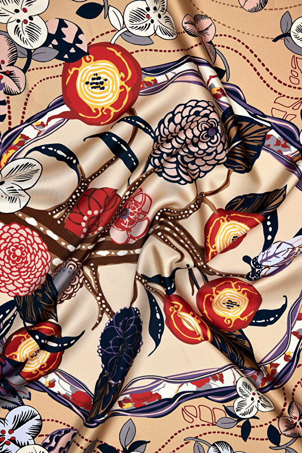 SAND FLORAL PATTERN TWILL SCARF 2