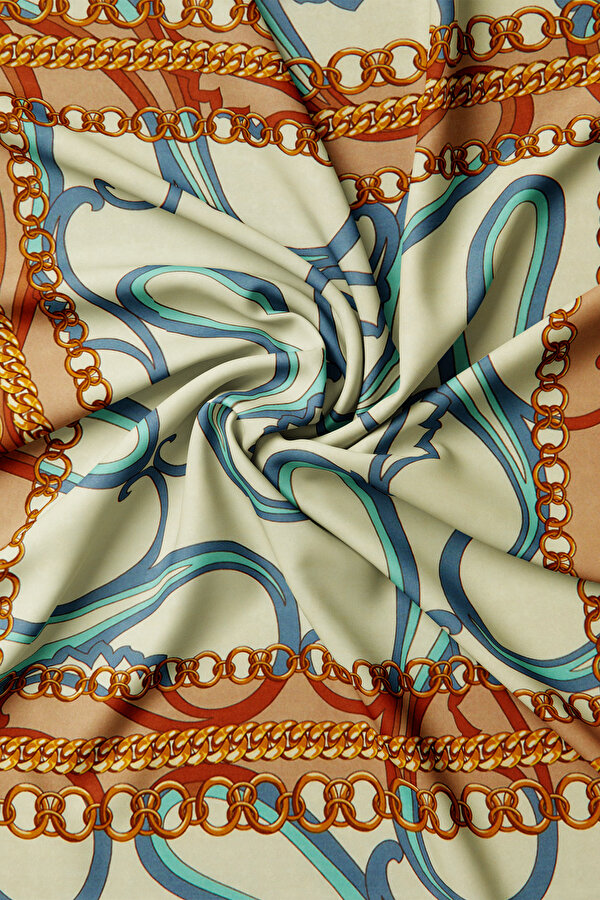LIGHT BLUE PAISLEY PATTERNED VOILE SILK SCARF 2
