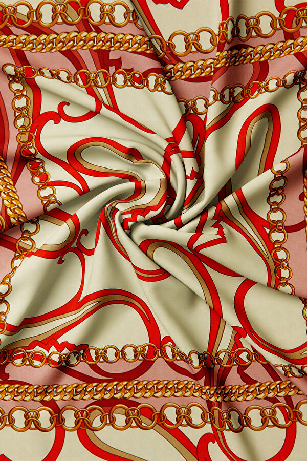 RED PAISLEY PATTERNED VOILE SILK SCARF 2