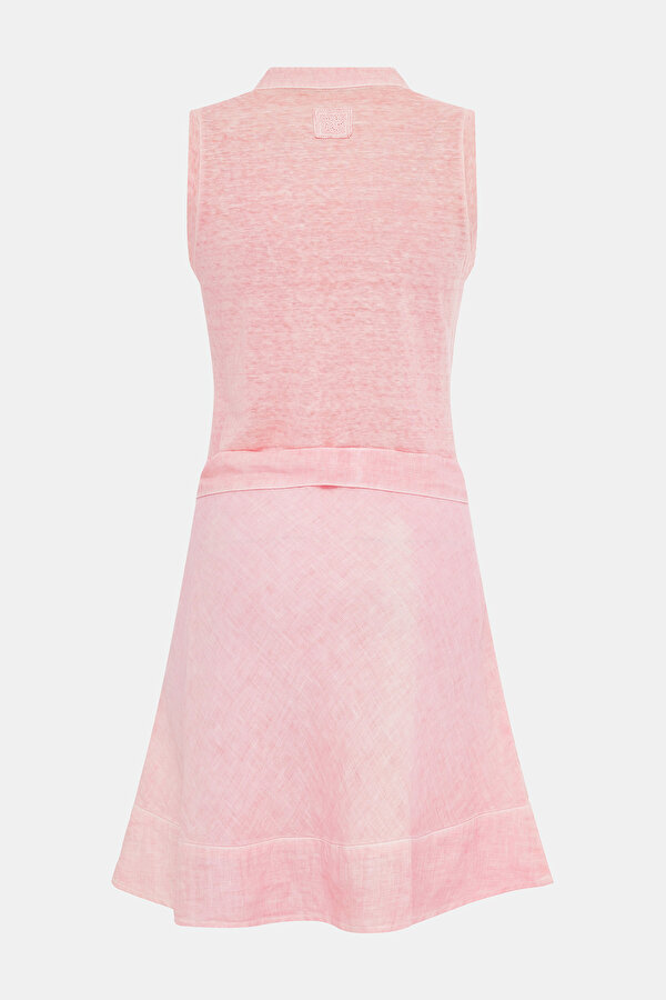 PEMBE KETEN ELBİSE 7