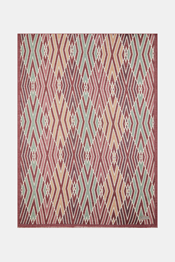 CAMEL GEOMETRIC DESIGN CASHMERE/SILK SHAWL