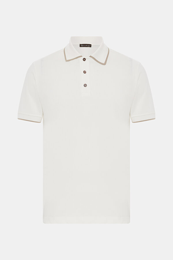 BEIGE POLO NECK SHORT SLEEVE TSHIRT