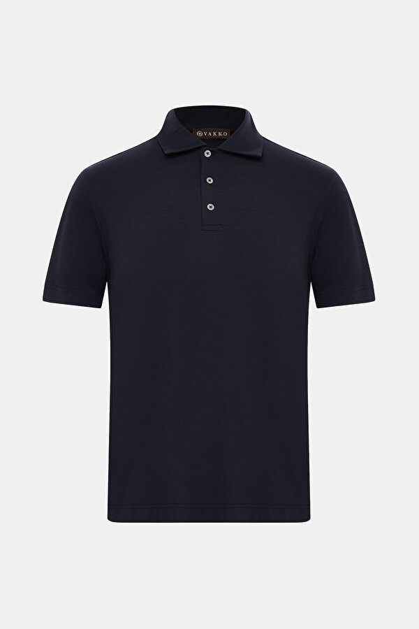 NAVY BLUE POLO NECK SHORT SLEEVE TSHIRT