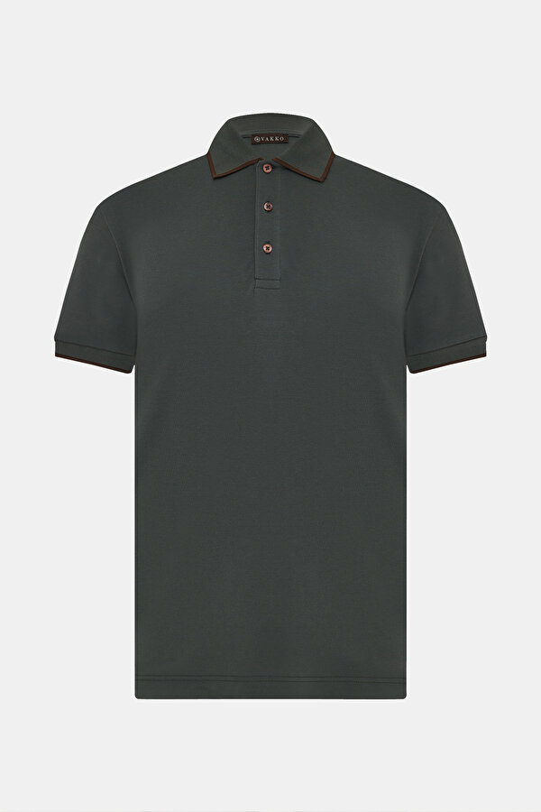 BROWN POLO NECK SHORT SLEEVE TSHIRT