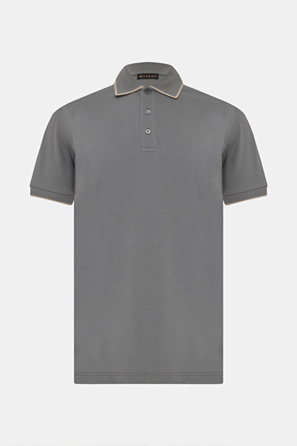 LIGHT BEIGE POLO NECK SHORT SLEEVE TSHIRT