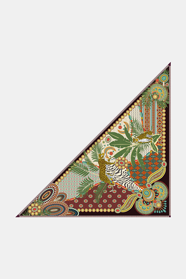 GREEN ANIMAL FIGURED TWILL SHAWL