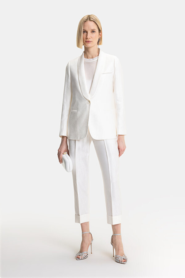ECRU WIDE LEG TROUSERS