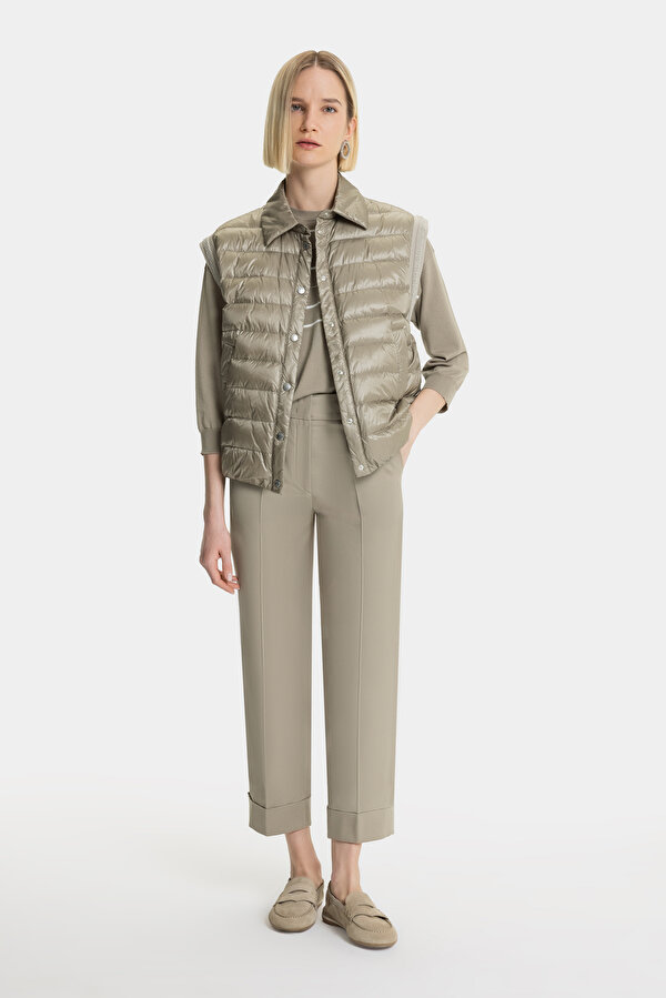 KHAKI WIDE LEG TROUSERS