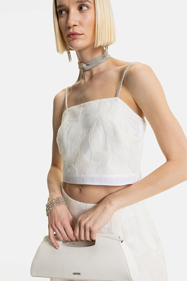 ECRU SQUARE SLEEVELESS SUSPENDER BLOUSE 6