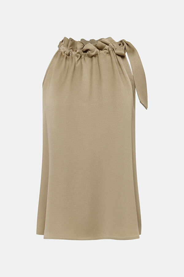 CAMEL BASIC / ROUND NECKLINE SLEEVELESS BLOUSE 6