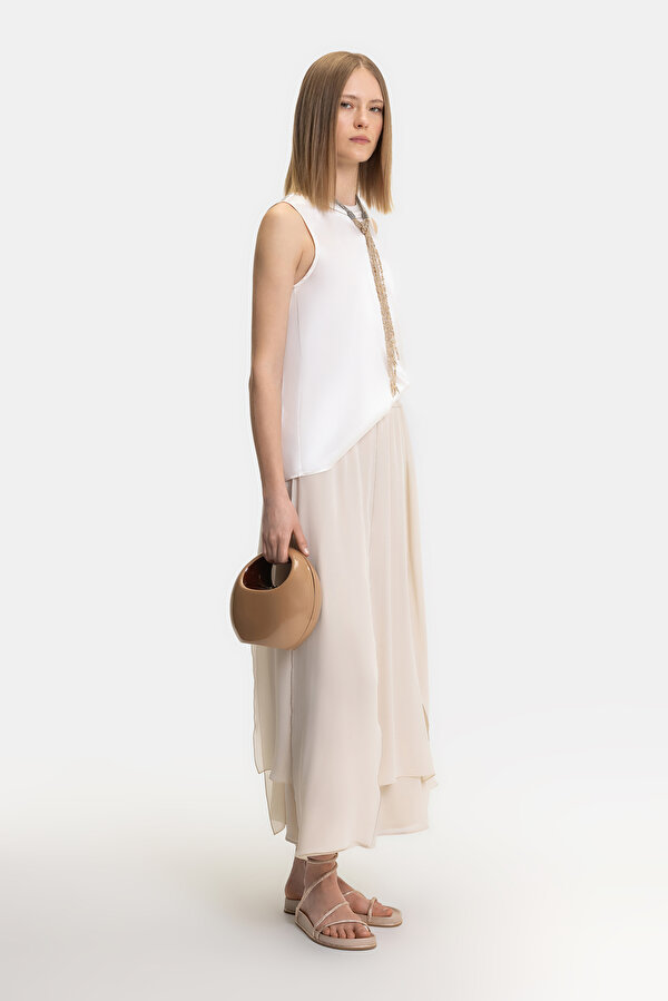 BEIGE MIDI SKIRT