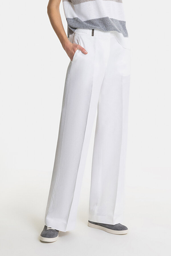 ECRU WIDE LEG TROUSERS 2