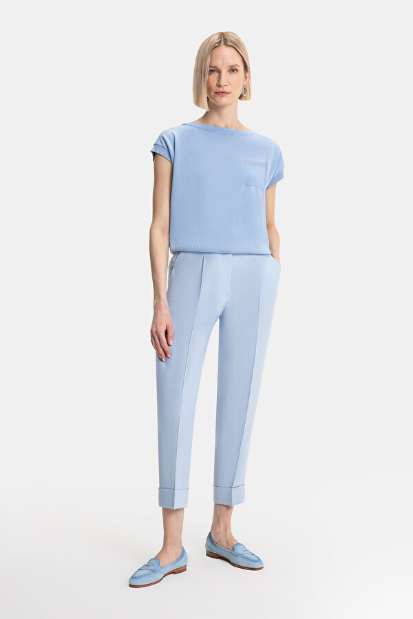 BLUE WIDE LEG TROUSERS
