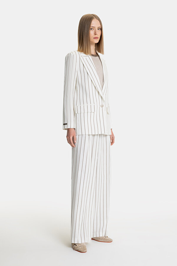 BEIGE WIDE LEG TROUSERS