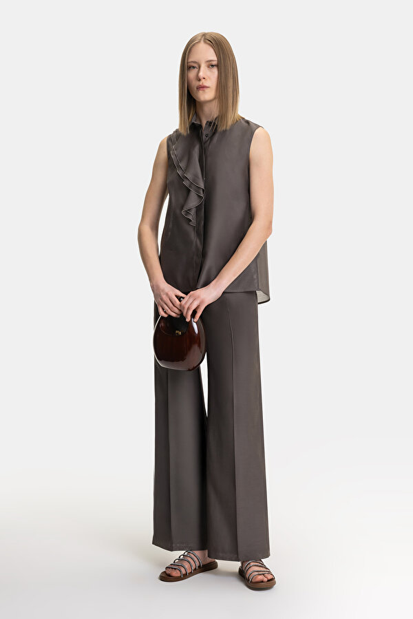 BROWN WIDE LEG TROUSERS