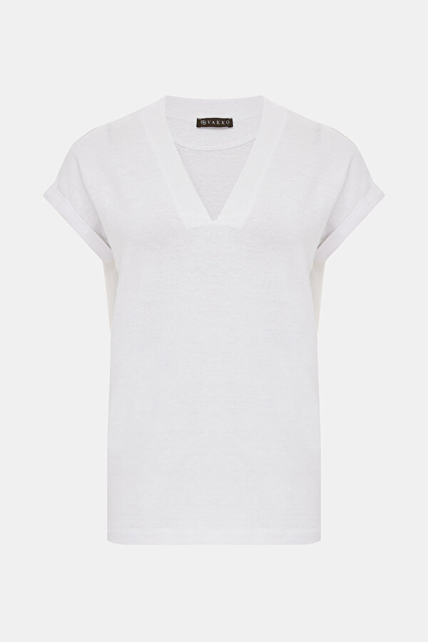 WHITE V NECK OFF THE SHOULDER TSHIRT