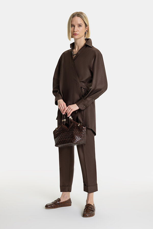 BROWN WIDE LEG TROUSERS
