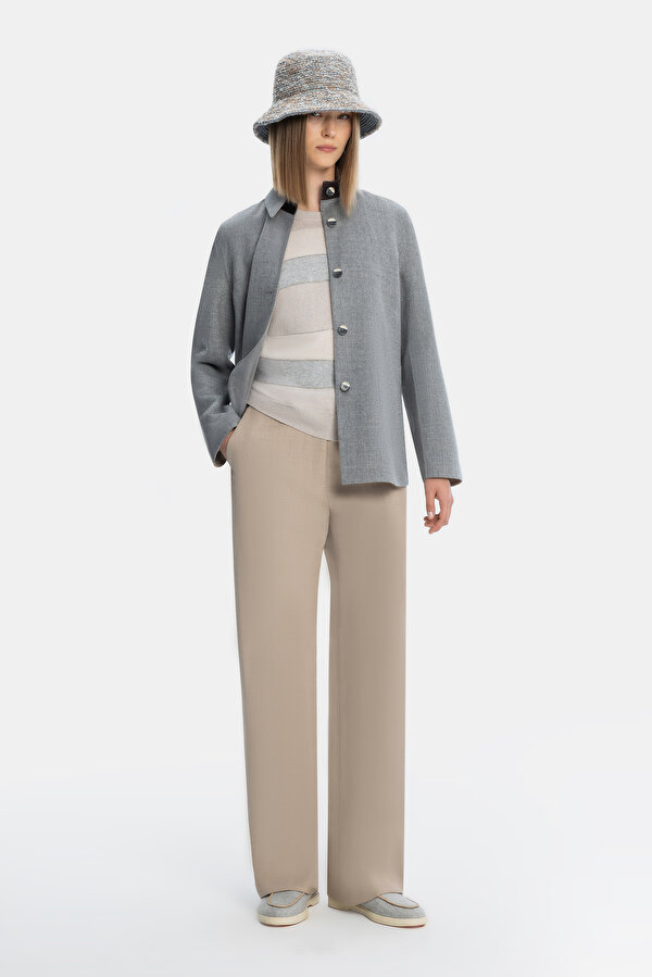 BEIGE STRAIGHT CUT TROUSERS
