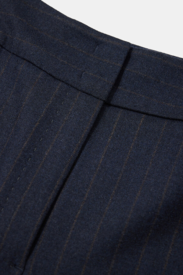 TAN STRIPED STRAIGHT CUT TROUSERS 7