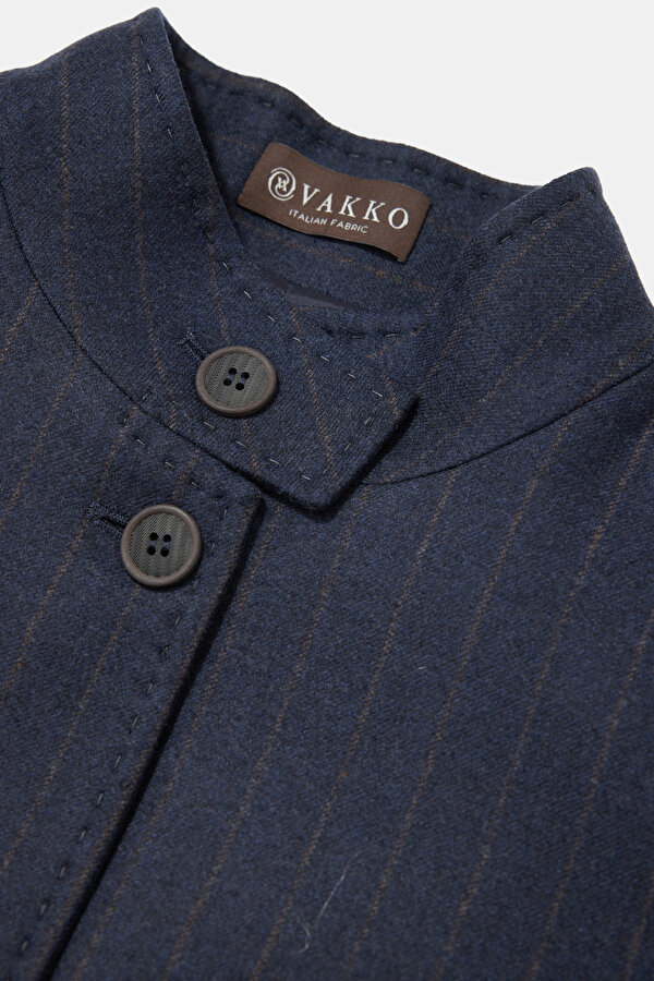 TAN MANDARIN COLLAR JACKET 11